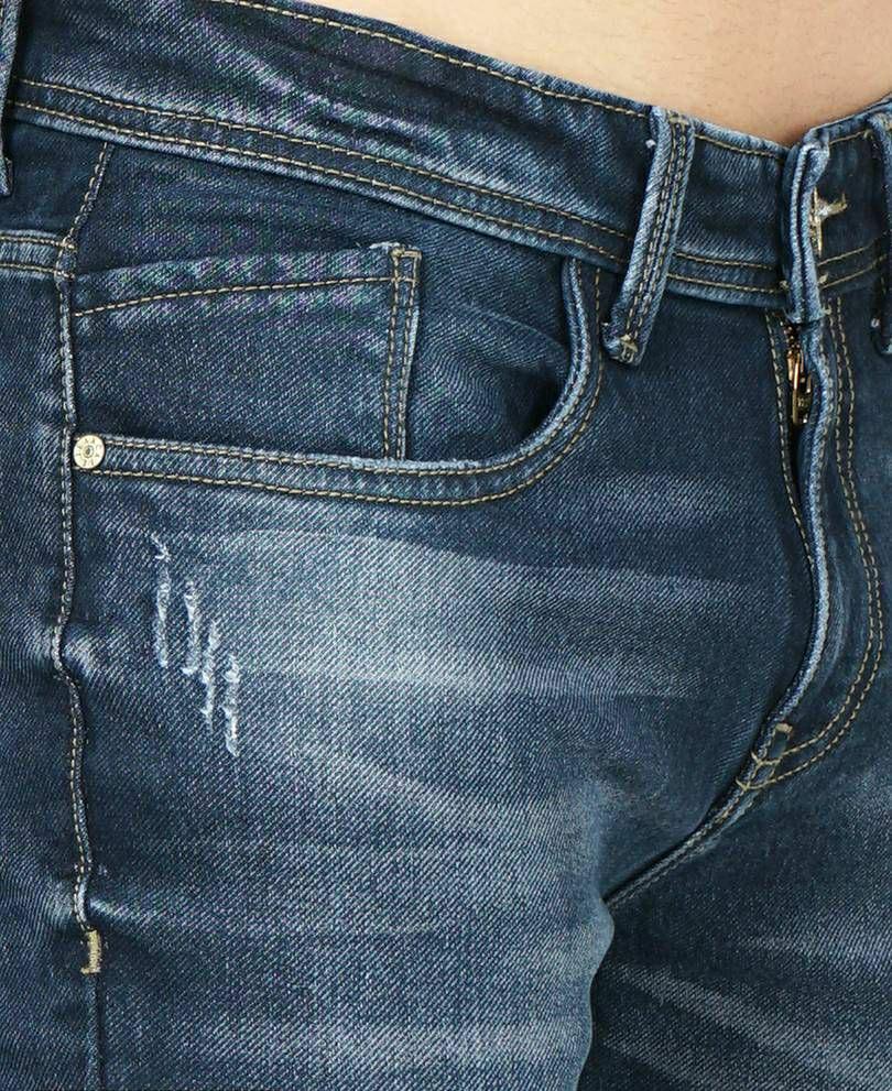 Stylish Dark Blue Cotton Spandex Jeans For Men And Boy - mygrae